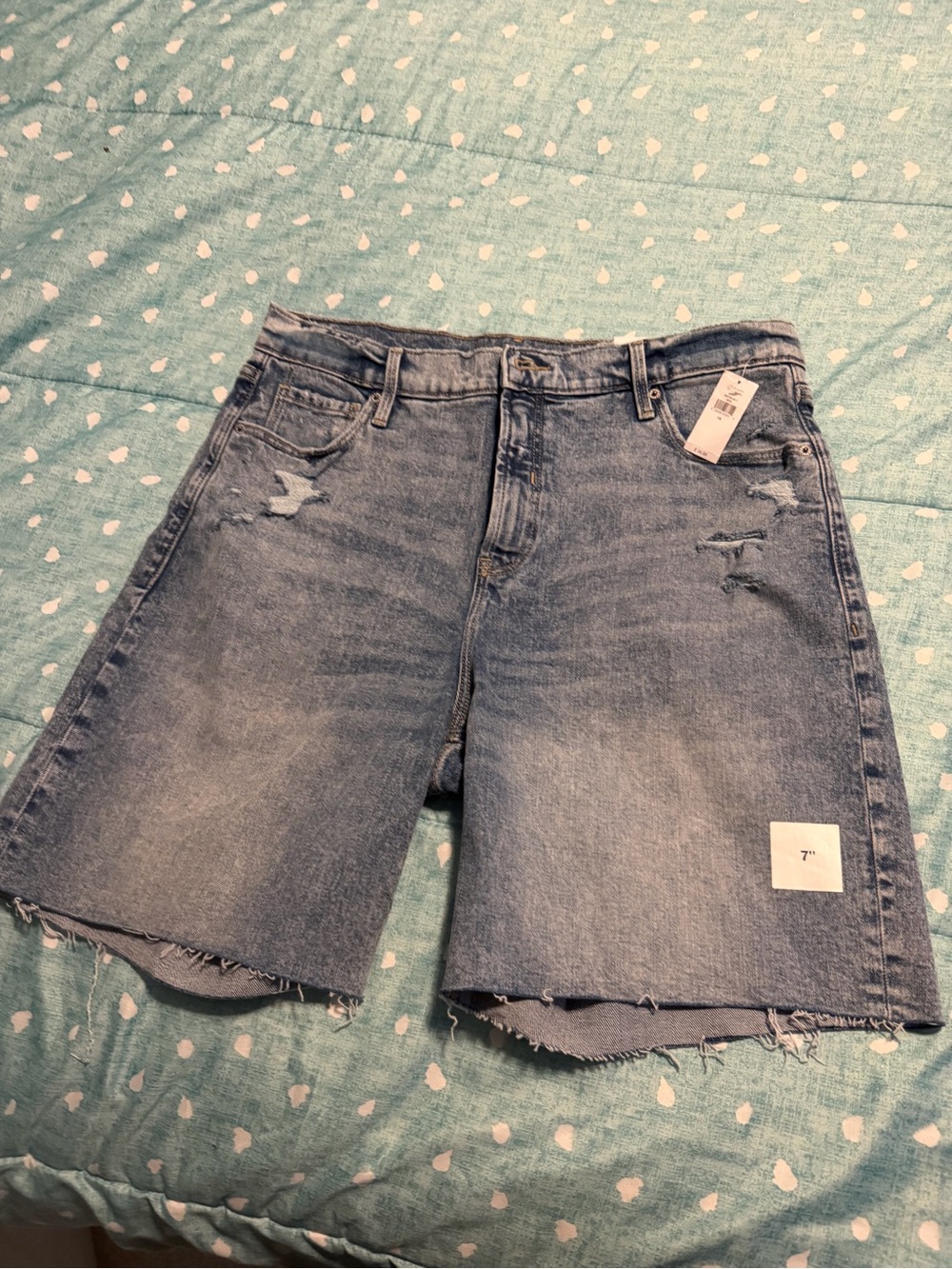 NEW NWT SIZE 14 Classic High-Waist Denim Bermuda Shorts in Blue
